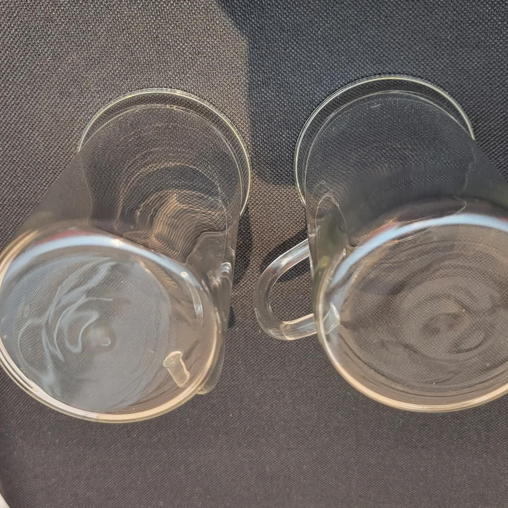 Clear Glass Coffeer Tea Mugs (2) ~ Y2K ~ Cappuccino ~ Iced Coffee ~ FINAL PRICE!